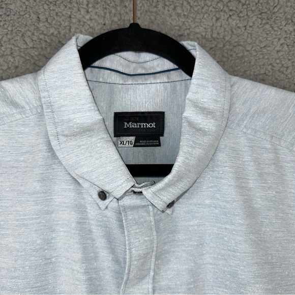 Marmot Shirt Mens XL Celestial Blue Cooper Canyon Short Sleeve Button Down NWT - Picture 2 of 10
